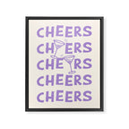 Cheers. Cocktails and Drinks in Lavender Purple And White Framed Canvas Print Gallery Image 6