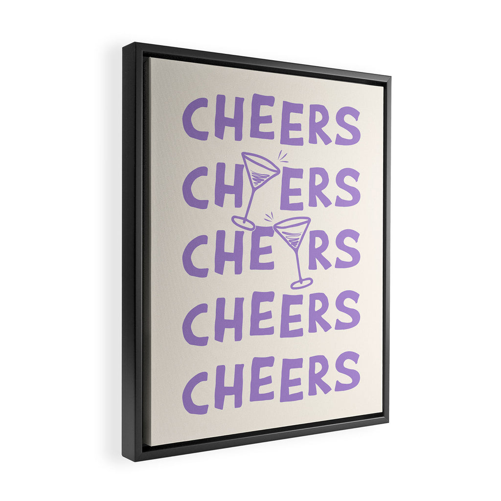 Cheers. Cocktails and Drinks in Lavender Purple And White Framed Canvas Print Gallery Image 2