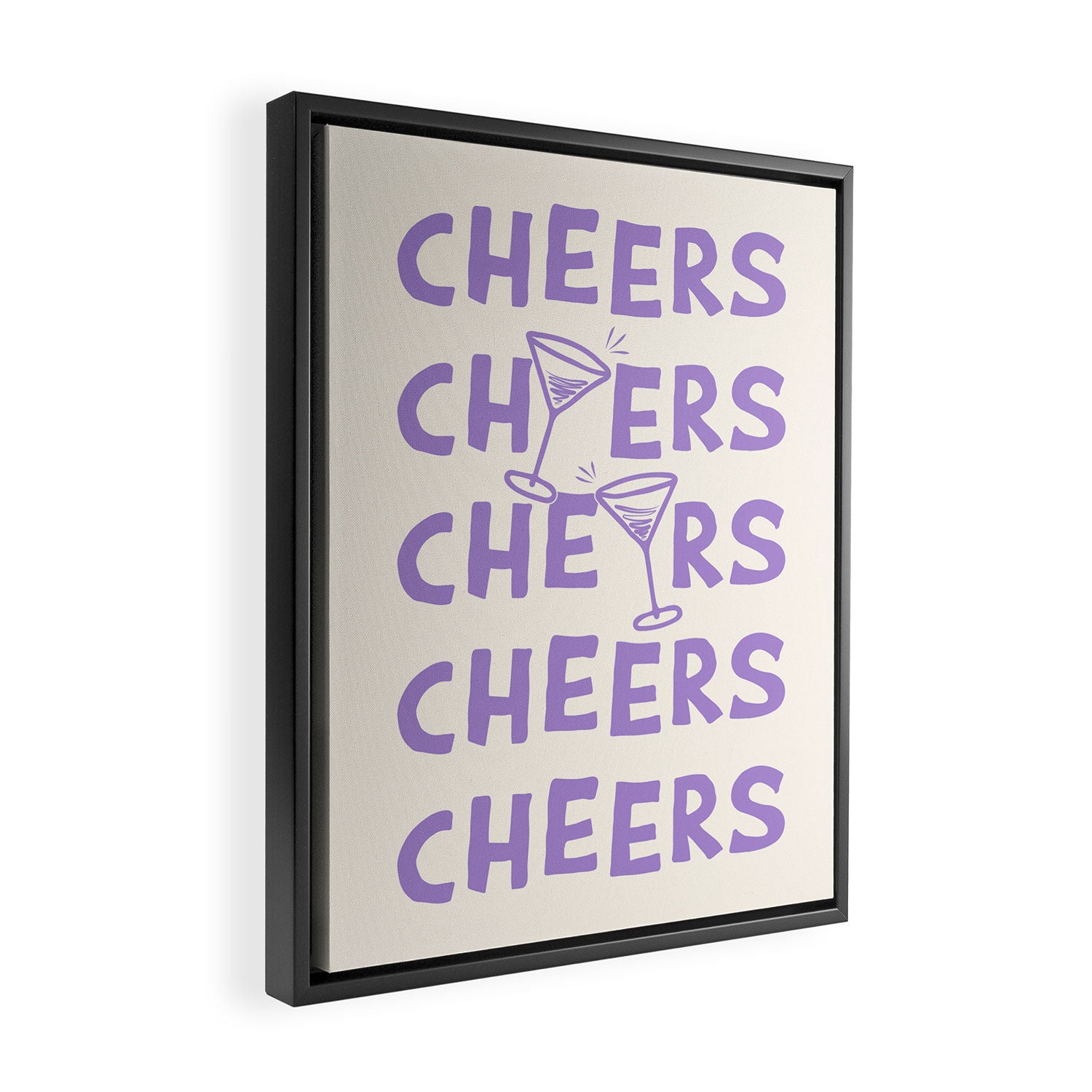 Cheers. Cocktails and Drinks in Lavender Purple And White Framed Canvas Print Gallery Image 2