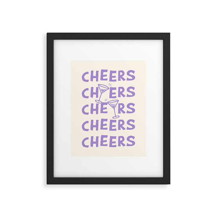 Cheers. Cocktails and Drinks in Lavender Purple And White Framed Art Print Gallery Image 1