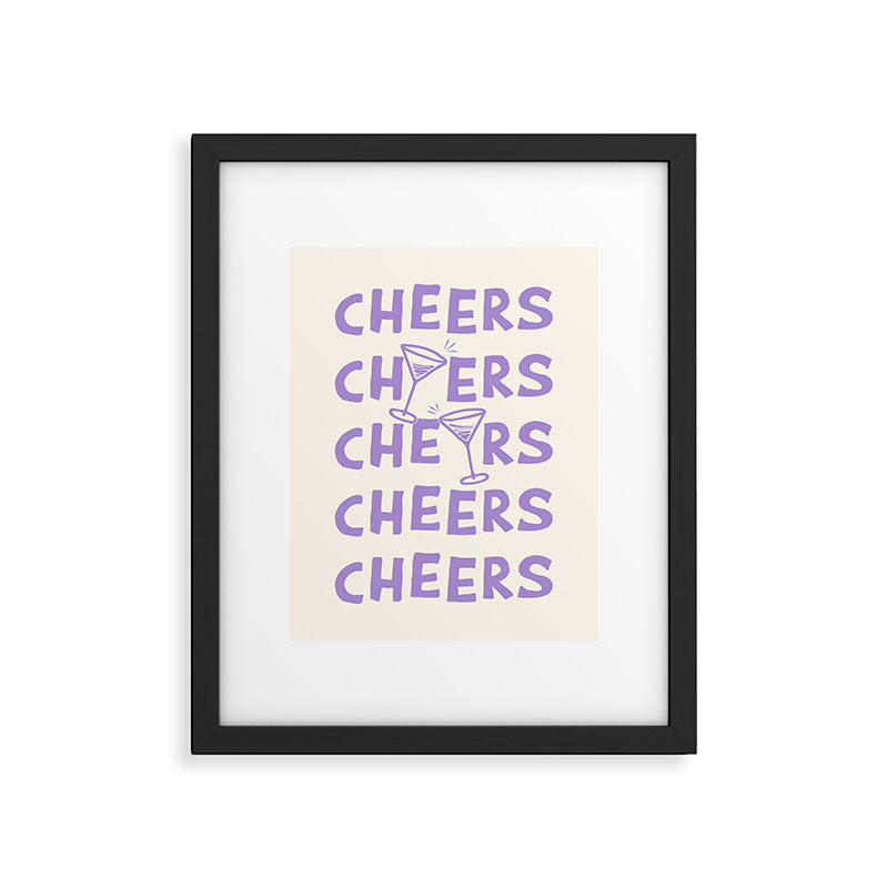 Cheers. Cocktails and Drinks in Lavender Purple And White Framed Art Print Gallery Image 5