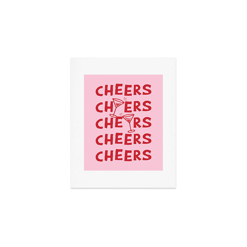 Cheers. Cocktails and Drinks in Pink and Red Art Print Gallery Image 1