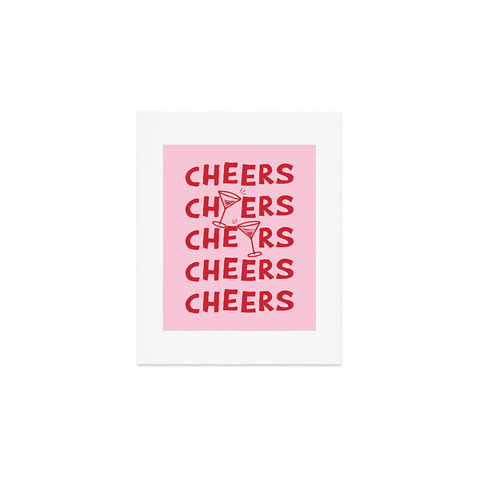 Cheers. Cocktails and Drinks in Pink and Red Art Print Gallery Image 1