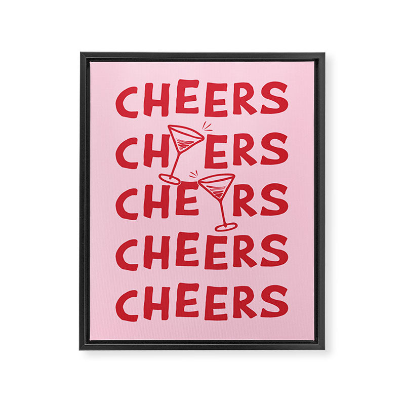Cheers. Cocktails and Drinks in Pink and Red Framed Canvas Print Gallery Image 6