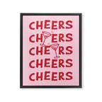 Cheers. Cocktails and Drinks in Pink and Red Framed Canvas Print Gallery Image 6