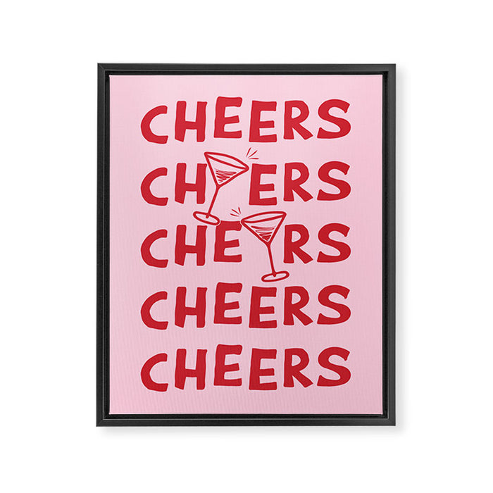 Cheers. Cocktails and Drinks in Pink and Red Framed Canvas Print Gallery Image 1