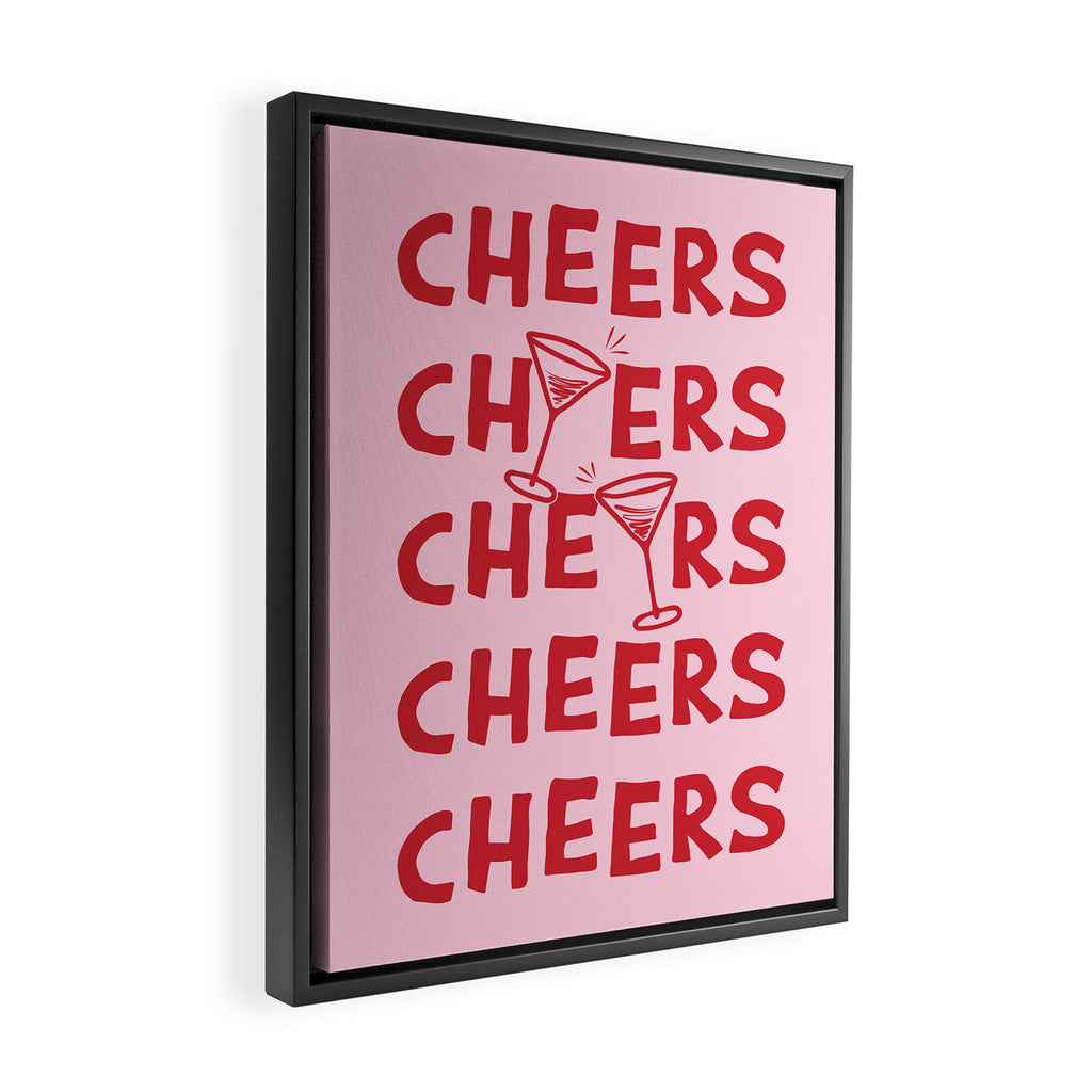 Cheers. Cocktails and Drinks in Pink and Red Framed Canvas Print Gallery Image 2