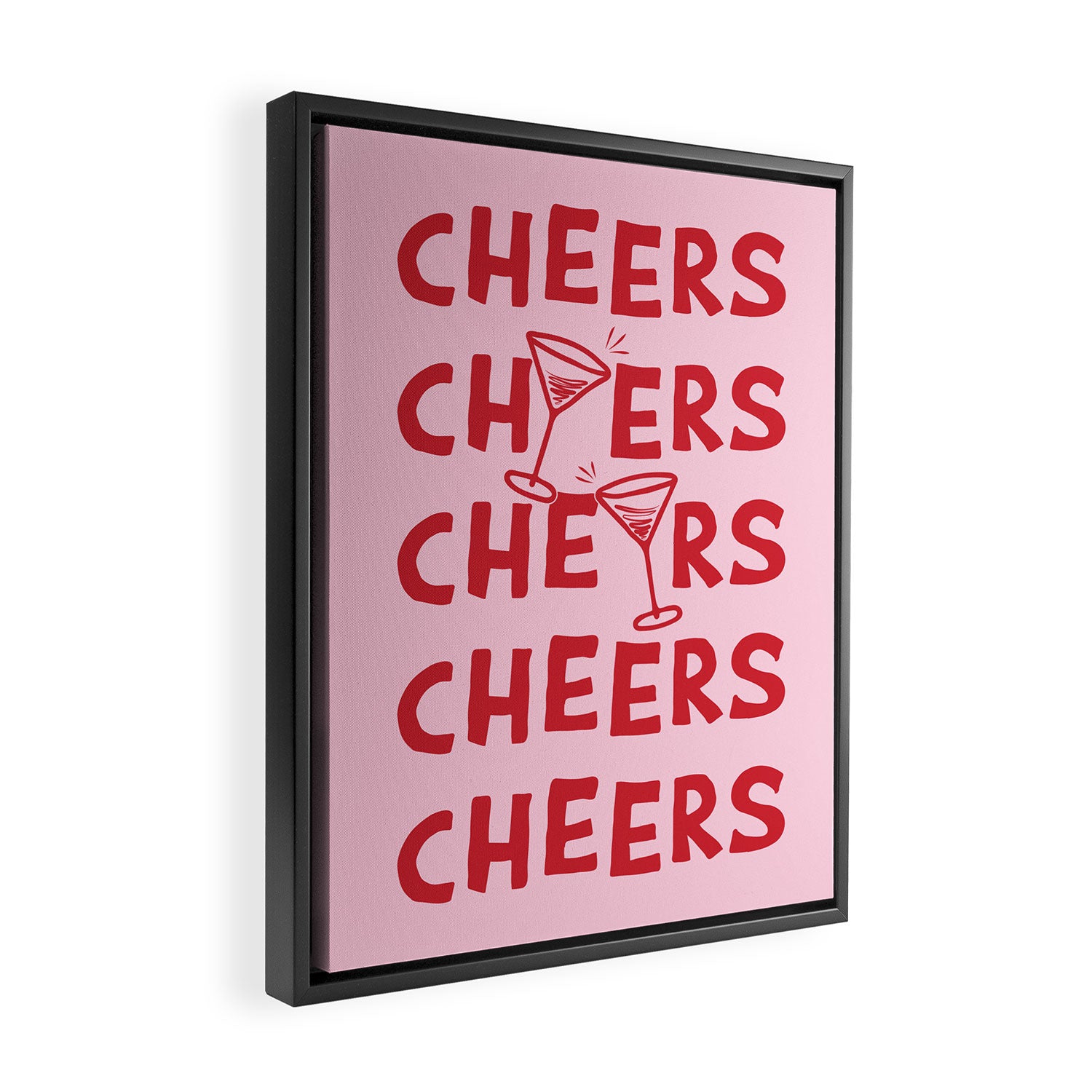 Cheers. Cocktails and Drinks in Pink and Red Framed Canvas Print Gallery Image 2