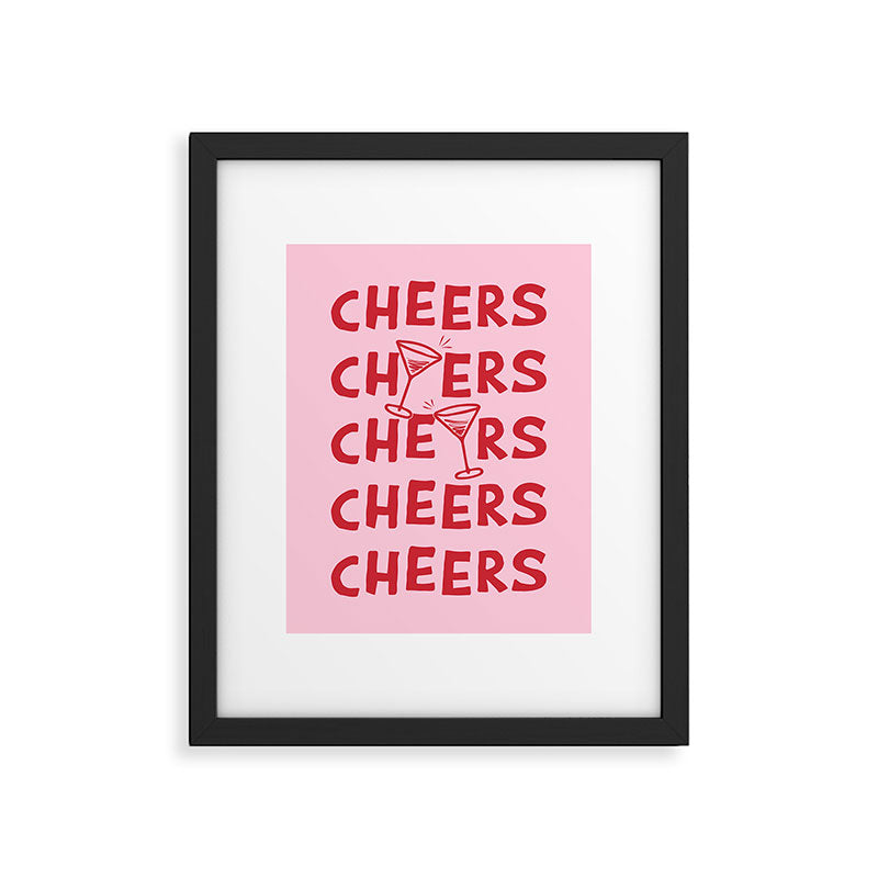Cheers. Cocktails and Drinks in Pink and Red Framed Art Print Gallery Image 4