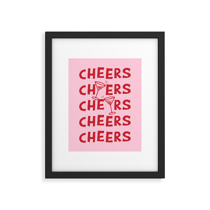 Cheers. Cocktails and Drinks in Pink and Red Framed Art Print Gallery Image 1