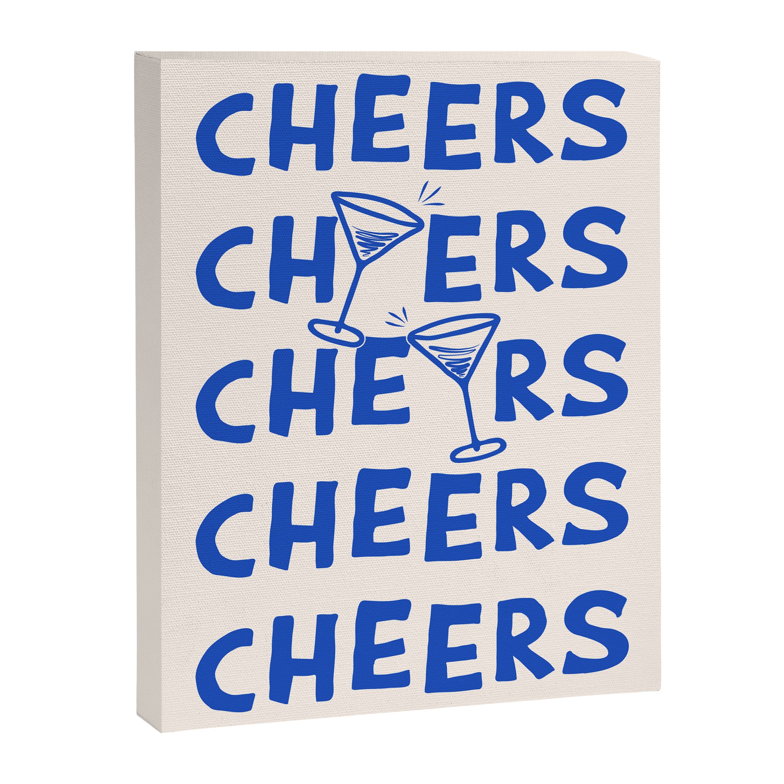 Cheers. Cocktails and Drinks in Royal Blue and Linen White Canvas Print Gallery Image 6