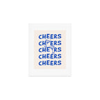 Cheers. Cocktails and Drinks in Royal Blue and Linen White Art Print Gallery Image 1
