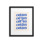 Cheers. Cocktails and Drinks in Royal Blue and Linen White Framed Art Print Gallery Image 5