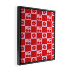 Cherry Flowers Pink & Red Checker Framed Canvas Print Gallery Image 2