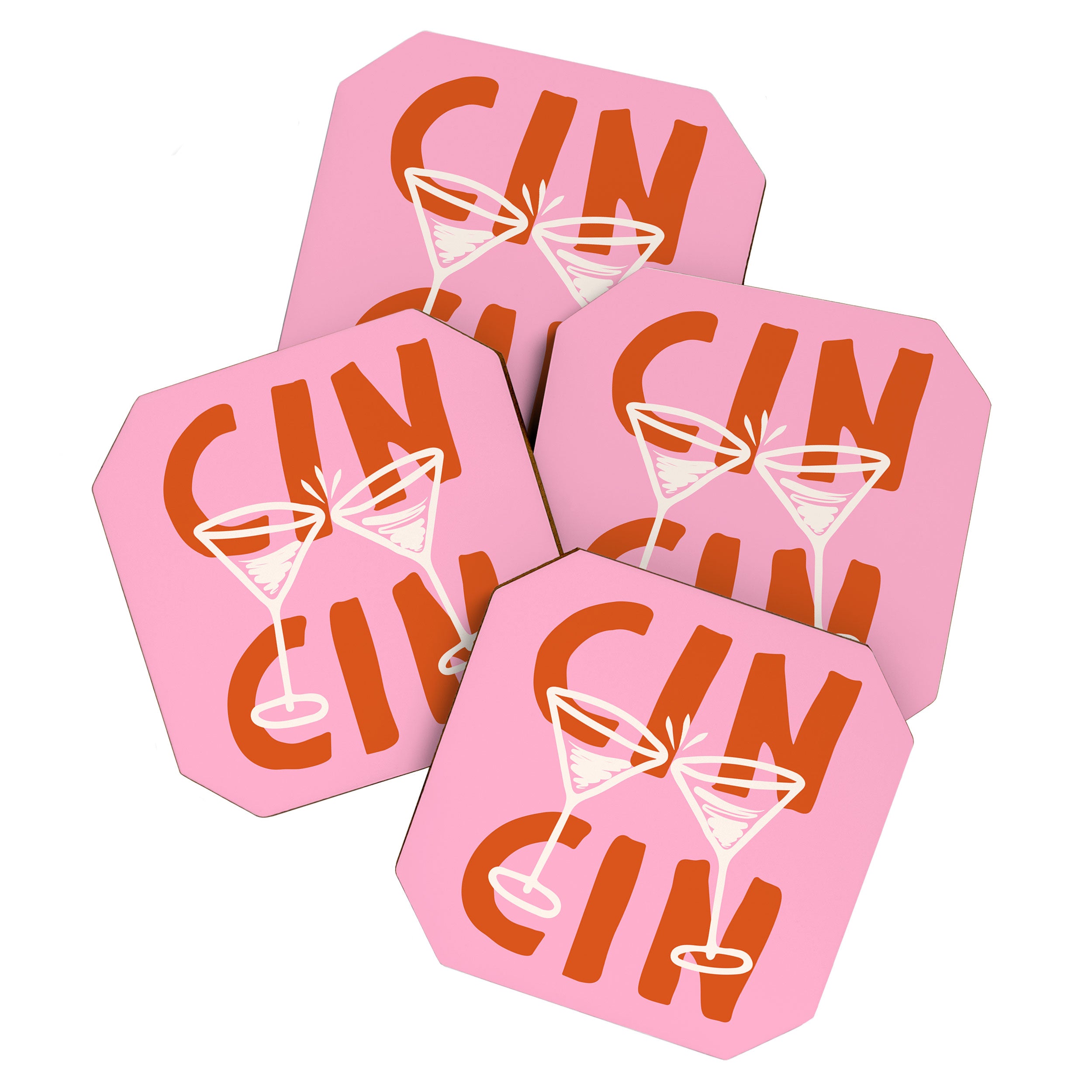 Cin Cin Cheers Martini Cocktail Print Coaster Gallery Image 1