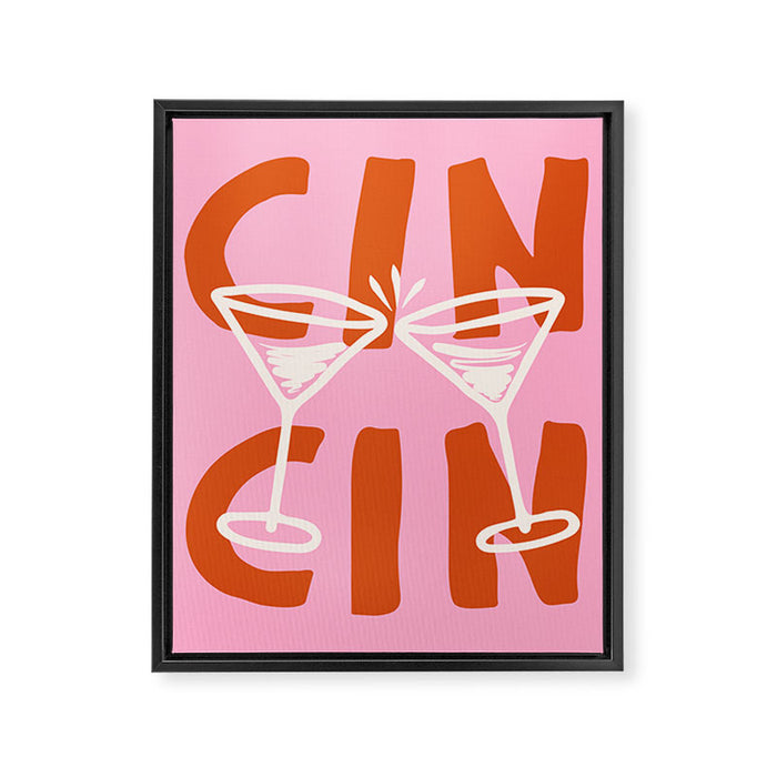 Cin Cin Cheers Martini Cocktail Print Framed Canvas Print Gallery Image 1