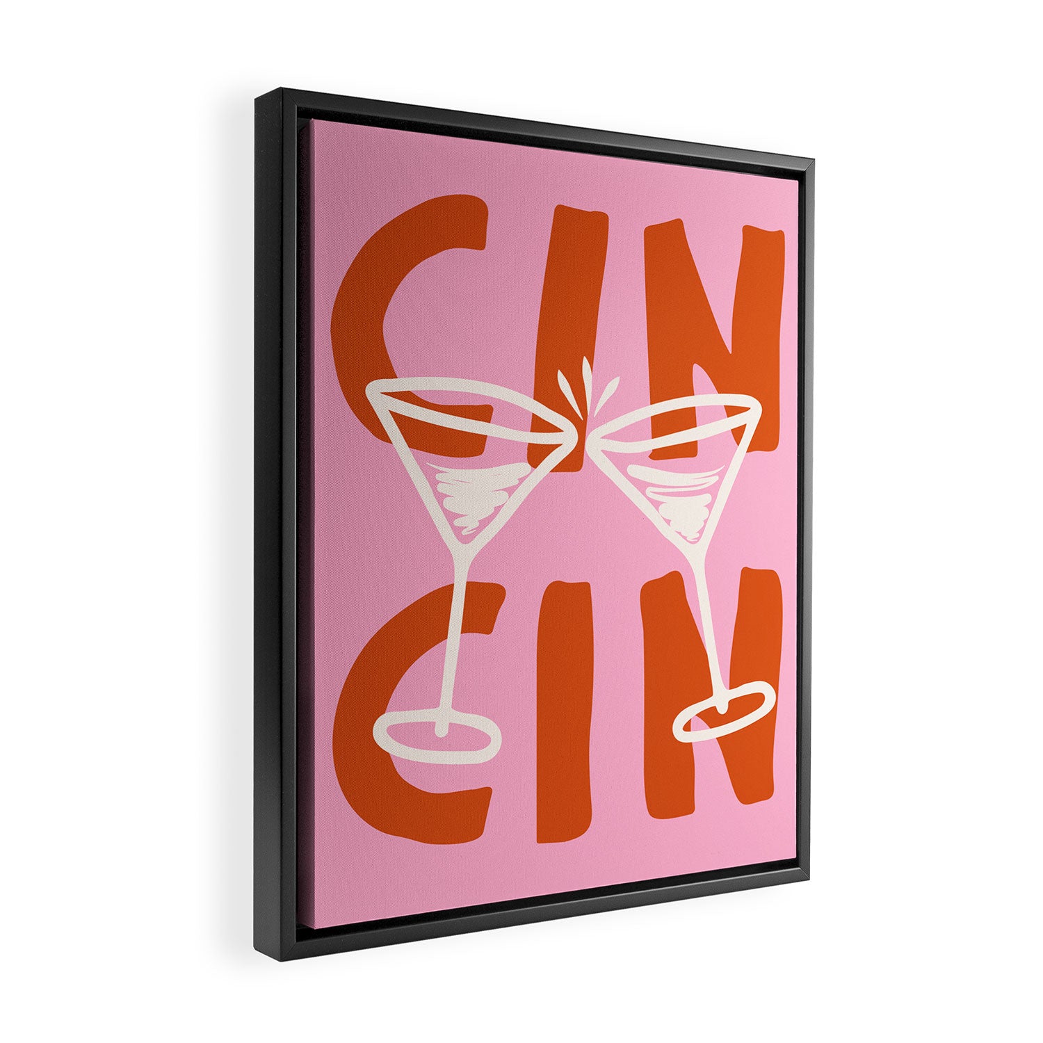 Cin Cin Cheers Martini Cocktail Print Framed Canvas Print Gallery Image 2