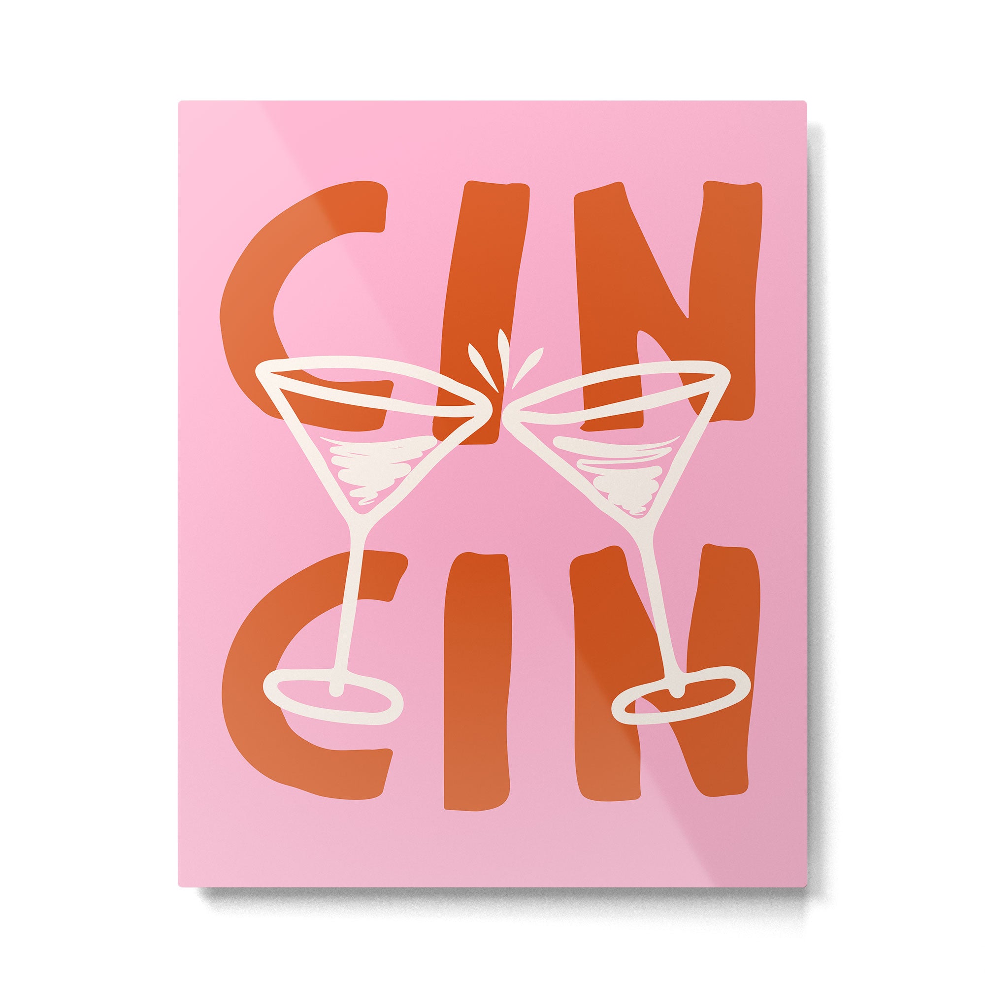 Cin Cin Cheers Martini Cocktail Print Metal Print Gallery Image 6