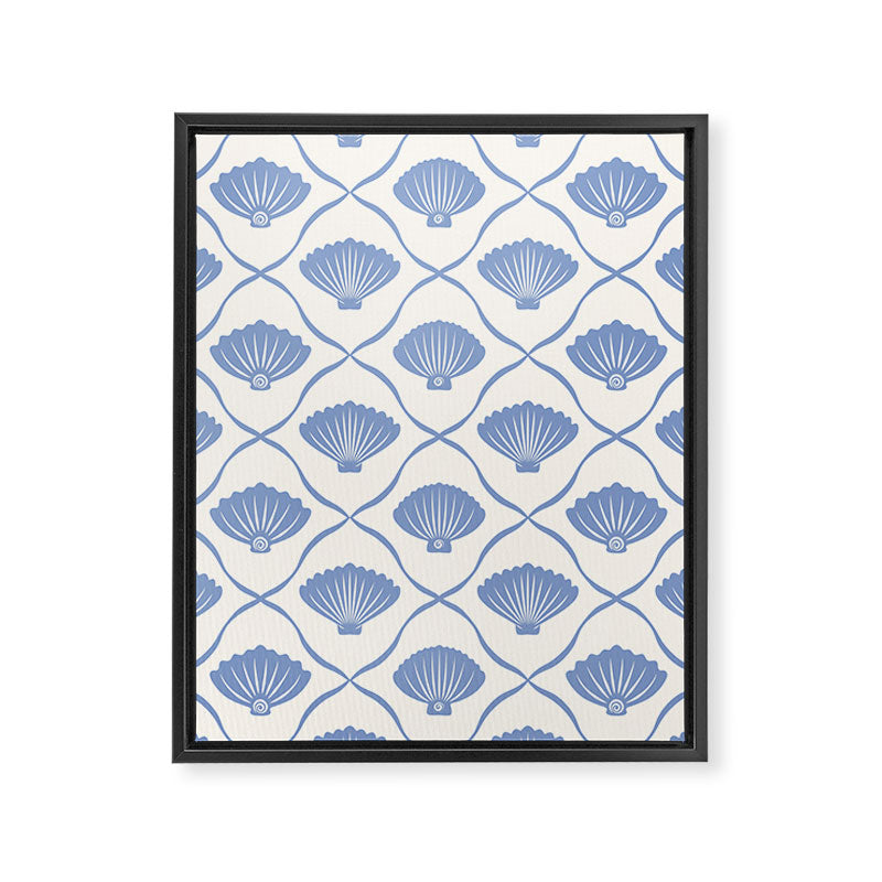 Coastal Ocean Blue Seashells Framed Canvas Print Gallery Image 8