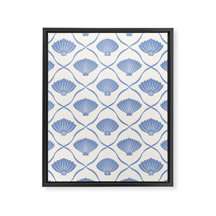 Coastal Ocean Blue Seashells Framed Canvas Print Gallery Image 1