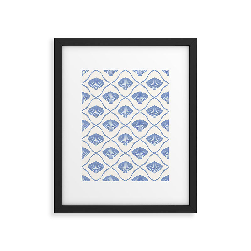 Coastal Ocean Blue Seashells Framed Art Print Gallery Image 6