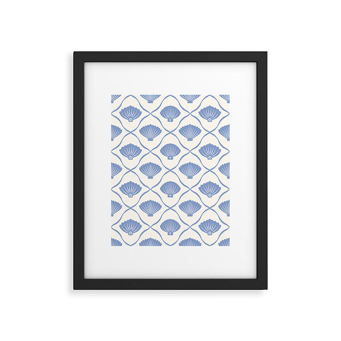Coastal Ocean Blue Seashells Framed Art Print Gallery Image 1