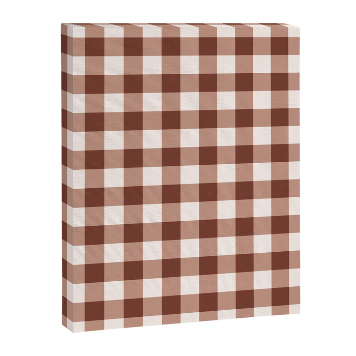 Coffee Brown & Cream Gingham Pattern Canvas Print Gallery Image 1