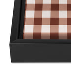 Coffee Brown & Cream Gingham Pattern Framed Canvas Print Gallery Image 3