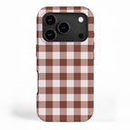 Coffee Brown & Cream Gingham Pattern iPhone Case Gallery Image 1