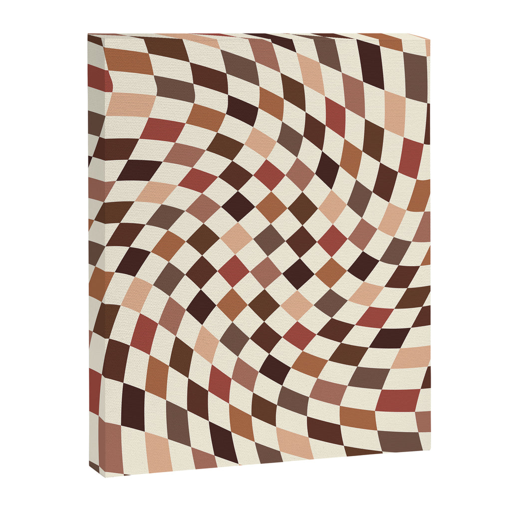 Coffee Brown Swirl Checker Canvas Print Gallery Image 6