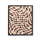 Coffee Brown Swirl Checker Framed Canvas Print Gallery Image 6