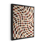 Coffee Brown Swirl Checker Framed Canvas Print Gallery Image 2