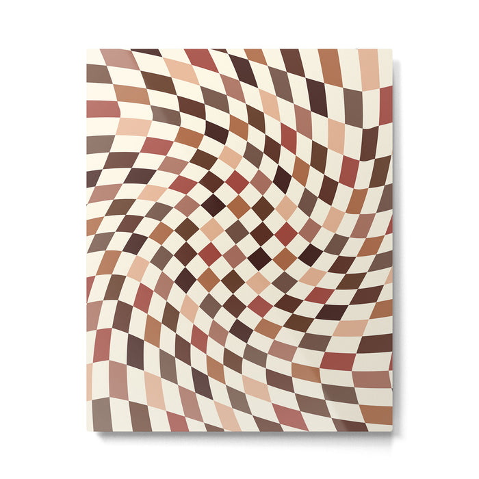Coffee Brown Swirl Checker Metal Print Gallery Image 1