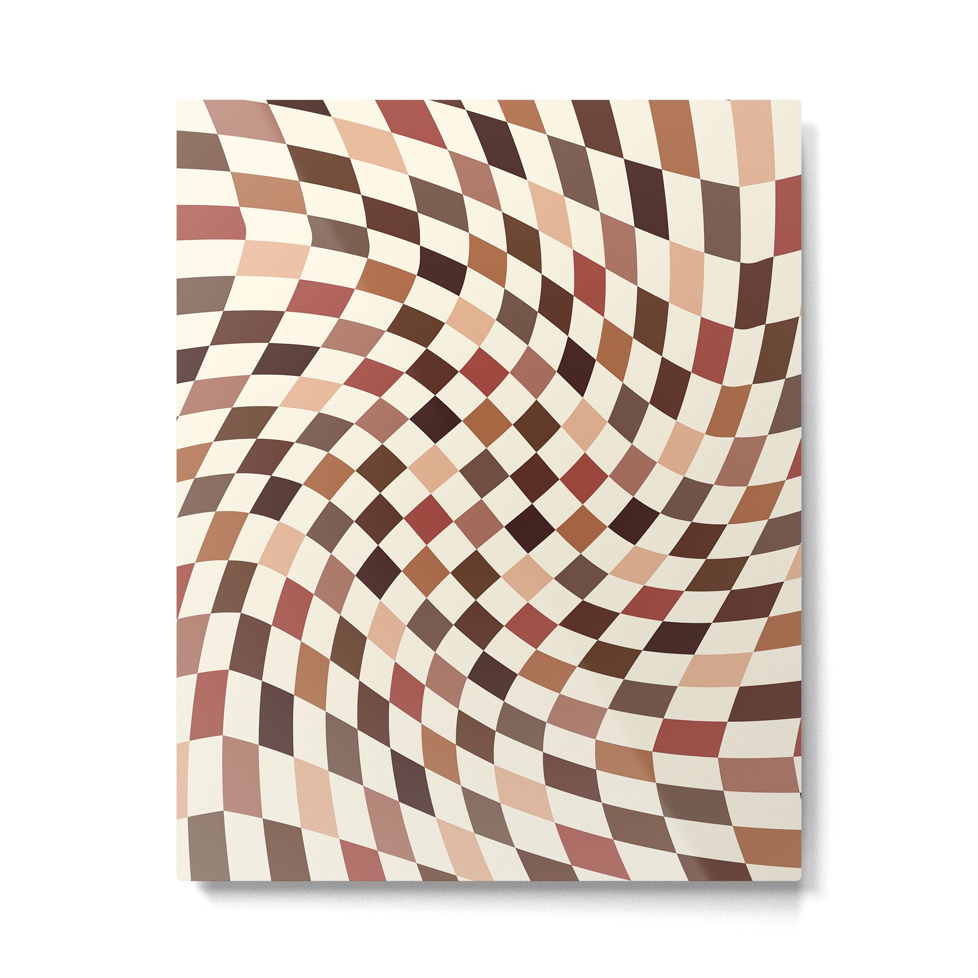 Coffee Brown Swirl Checker Metal Print Gallery Image 4