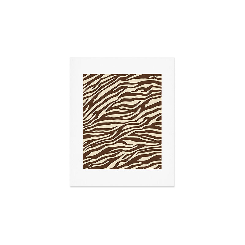 Coffee Brown Zebra Animal Print Art Print Gallery Image 1