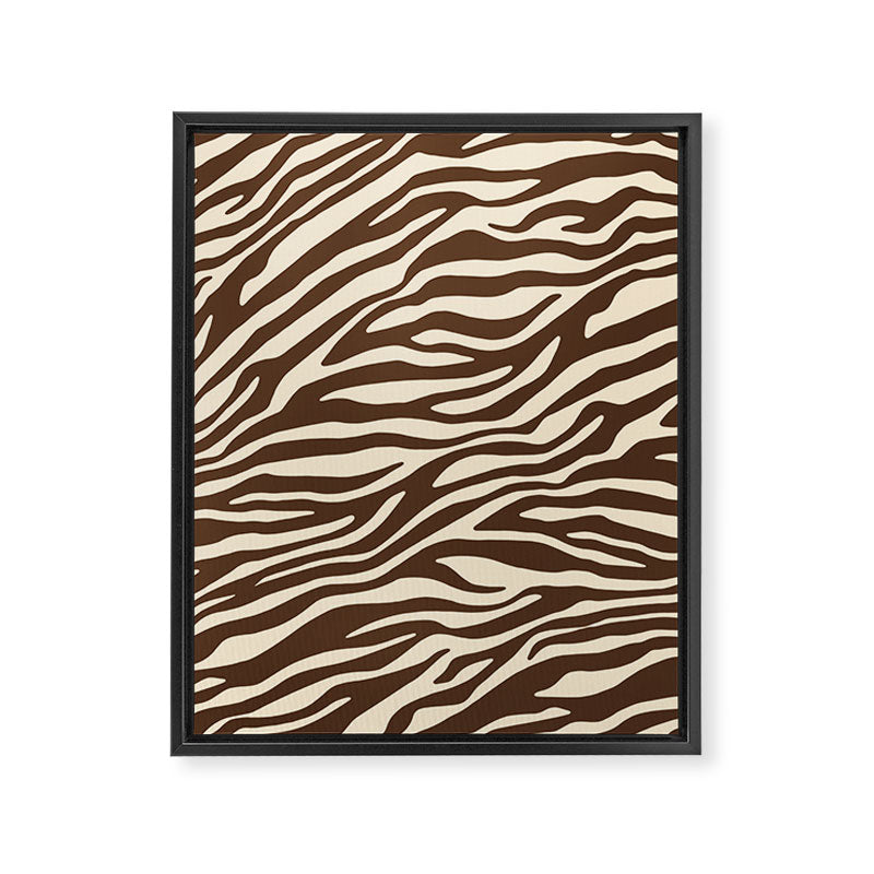 Coffee Brown Zebra Animal Print Framed Canvas Print Gallery Image 6