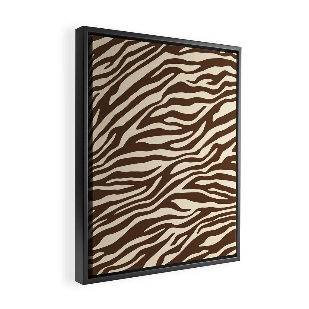 Coffee Brown Zebra Animal Print Framed Canvas Print Gallery Image 2