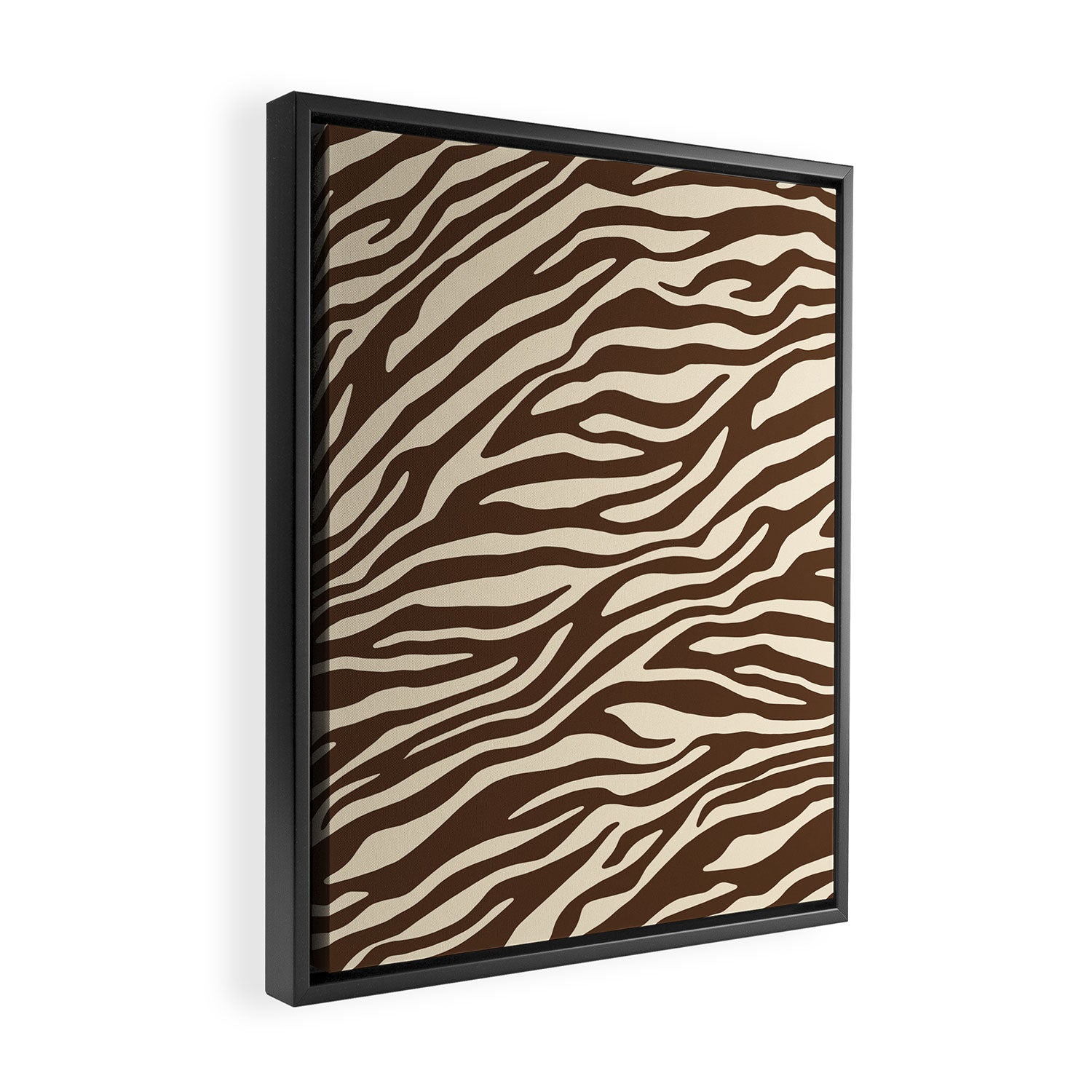 Coffee Brown Zebra Animal Print Framed Canvas Print Gallery Image 2