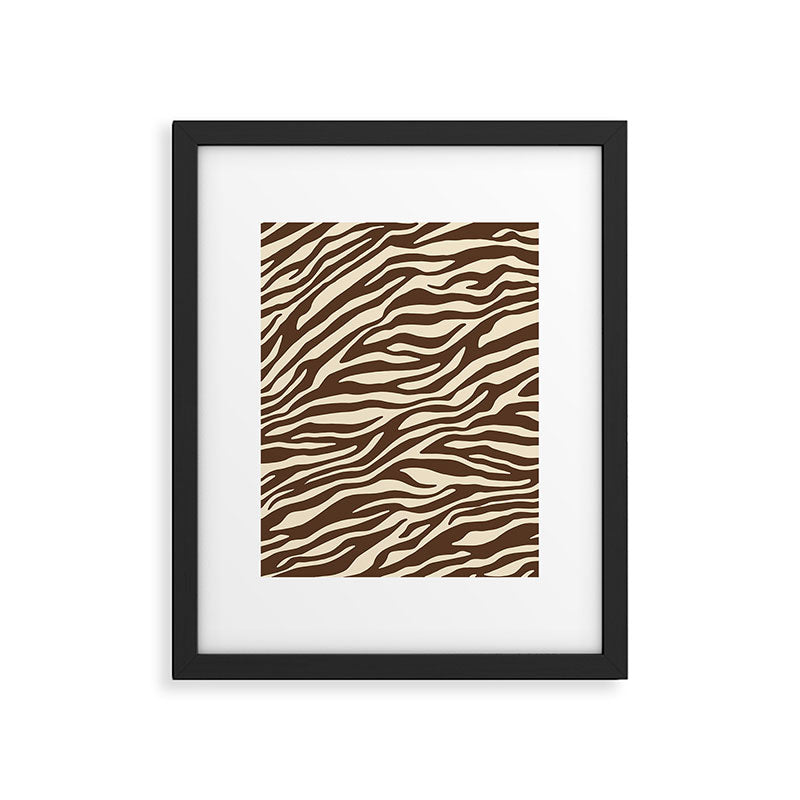 Coffee Brown Zebra Animal Print Framed Art Print Gallery Image 5