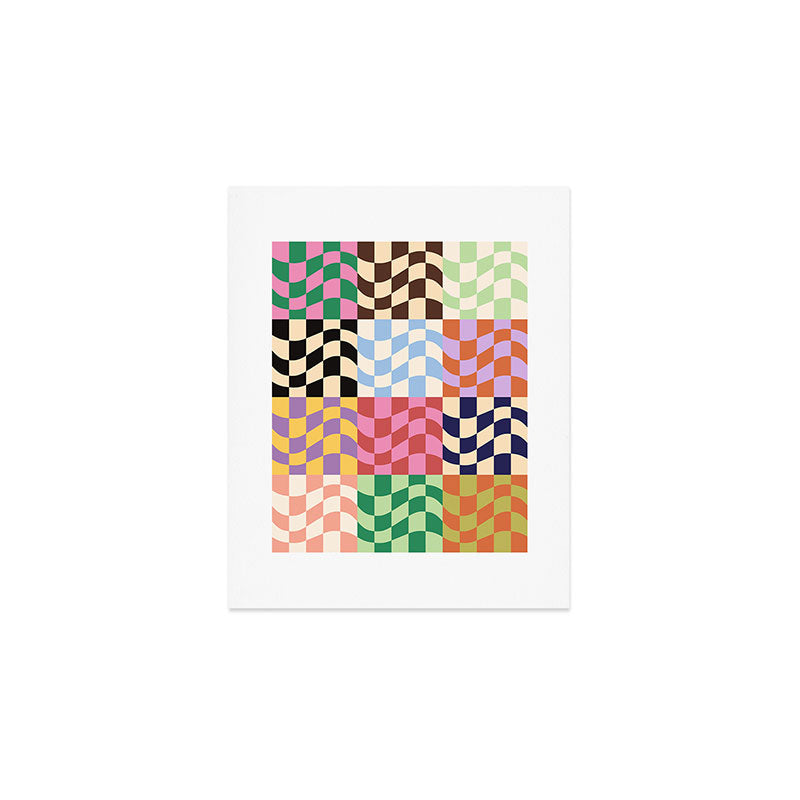 Colorful Checker Patchwork Art Print Gallery Image 1