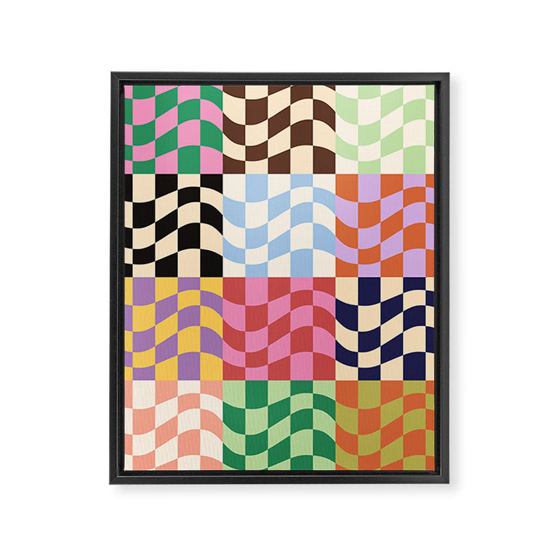 Colorful Checker Patchwork Framed Canvas Print Gallery Image 8