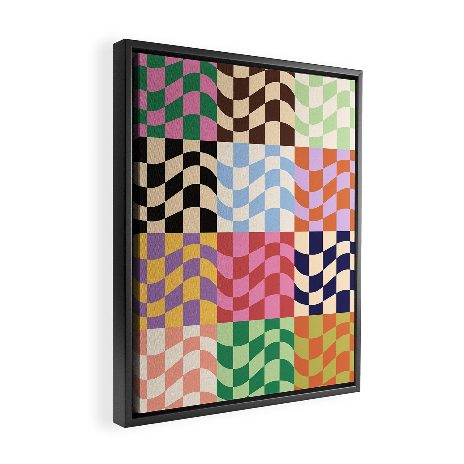 Colorful Checker Patchwork Framed Canvas Print Gallery Image 2