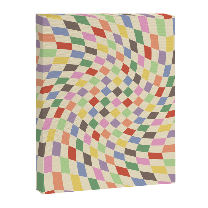 Colorful Checkered Swirl Pattern Canvas Print Gallery Image 1