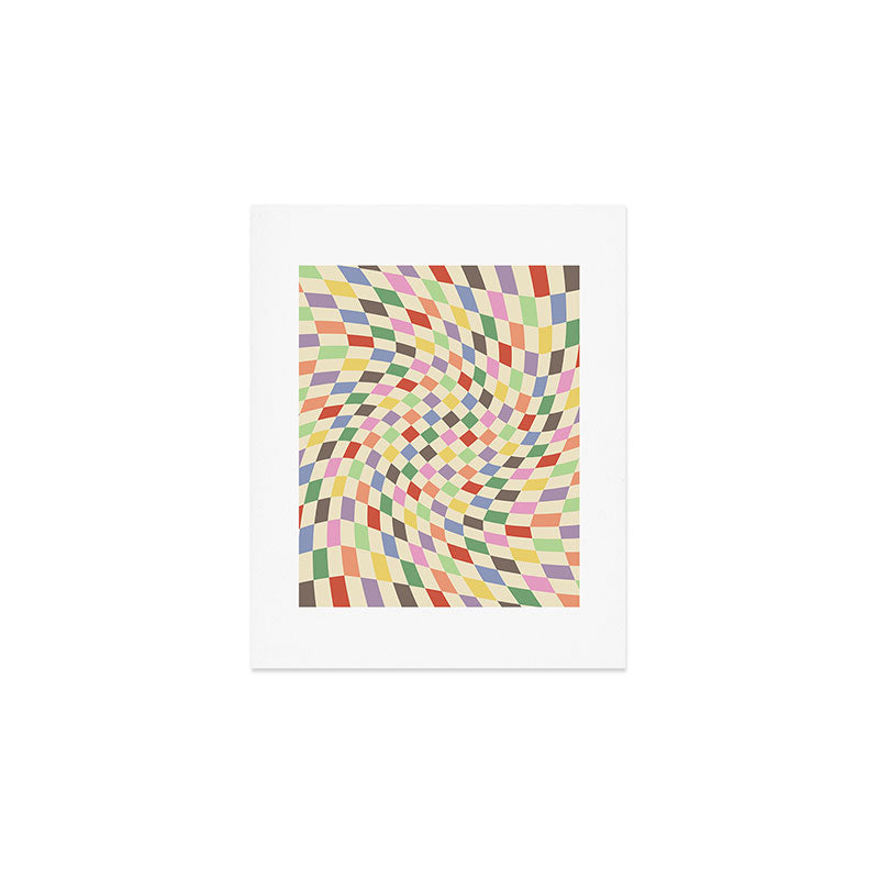 Colorful Checkered Swirl Pattern Art Print Gallery Image 1