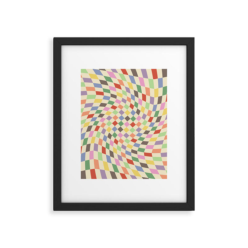 Colorful Checkered Swirl Pattern Framed Art Print Gallery Image 5