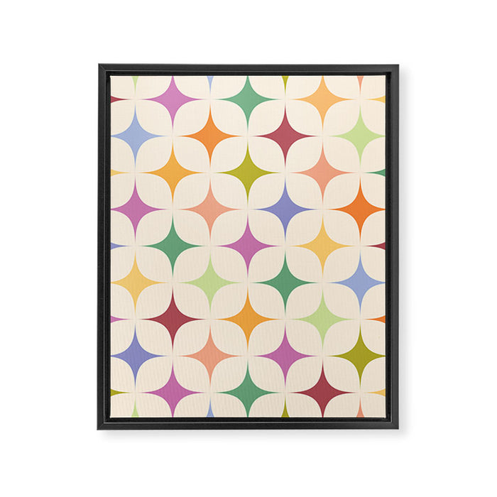 Colorful Festive Mid-Century Sparkles Framed Canvas Print Gallery Image 1