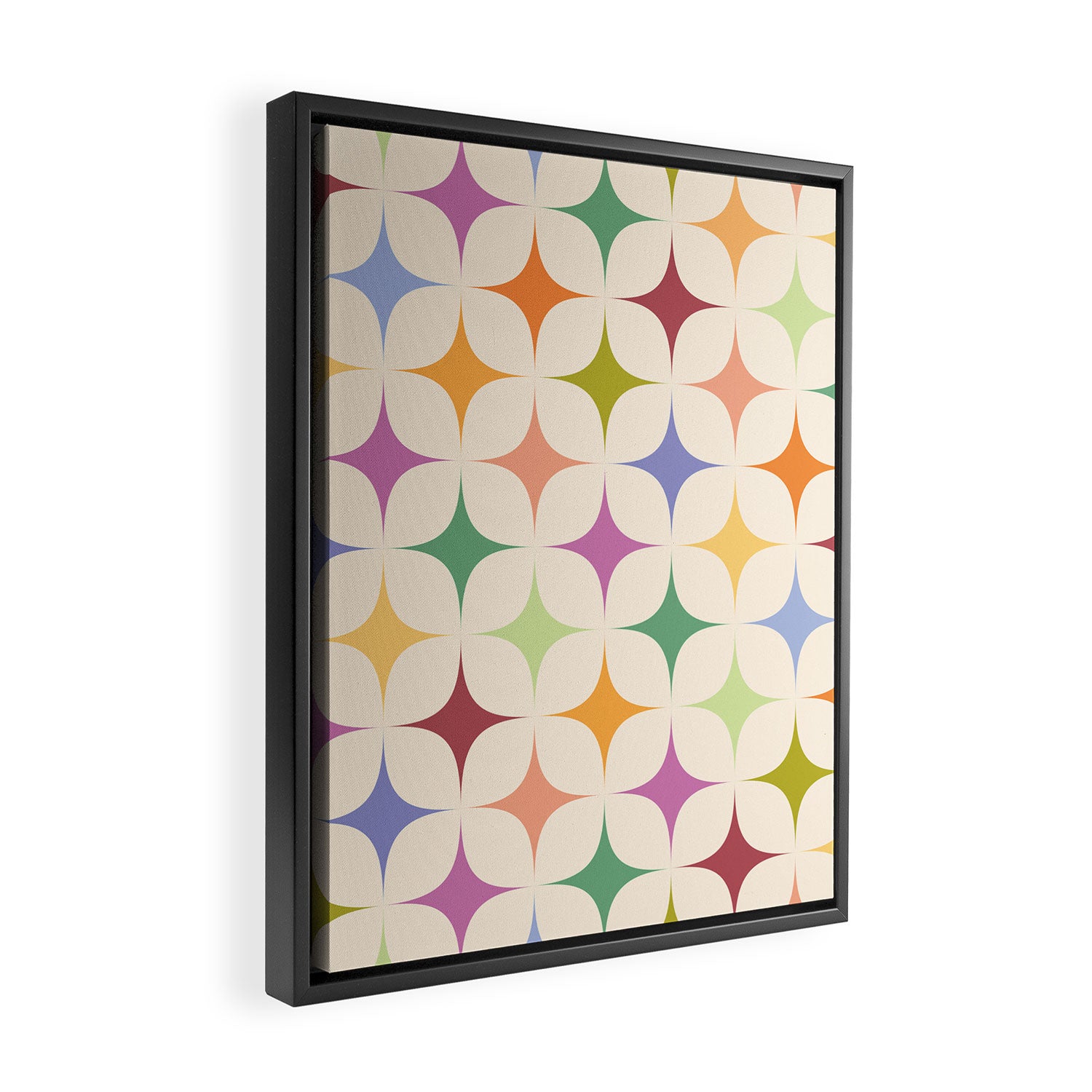 Colorful Festive Mid-Century Sparkles Framed Canvas Print Gallery Image 2