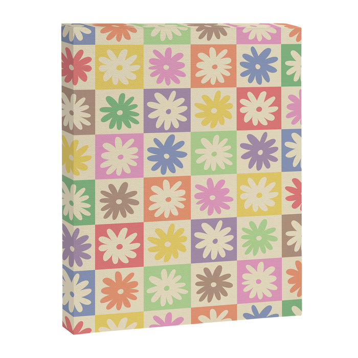 Colorful Flower Checkered Pattern Canvas Print Gallery Image 1