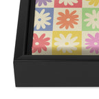 Colorful Flower Checkered Pattern Framed Canvas Print Gallery Image 3