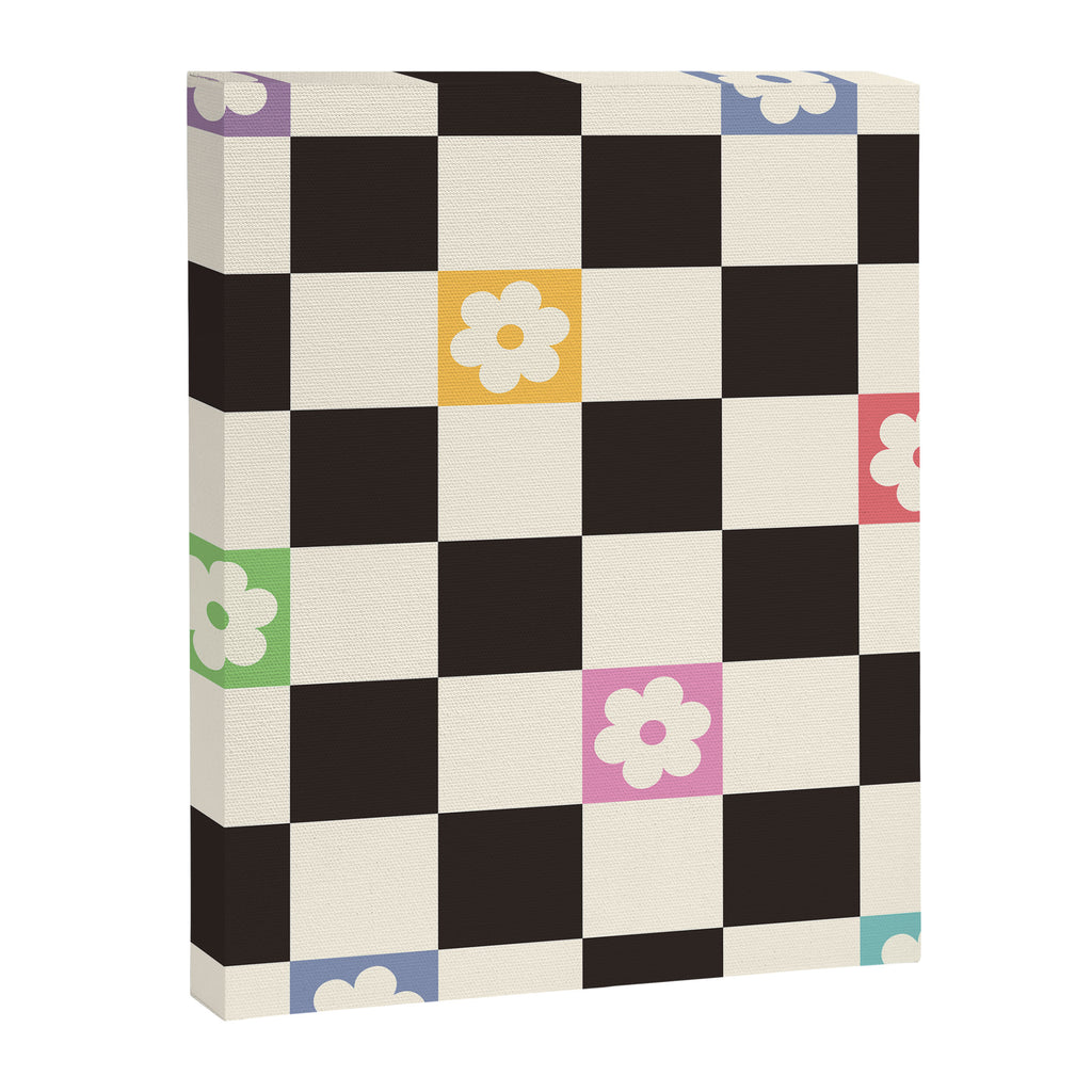 Colorful Flowers Black&White Checker Canvas Print Gallery Image 6